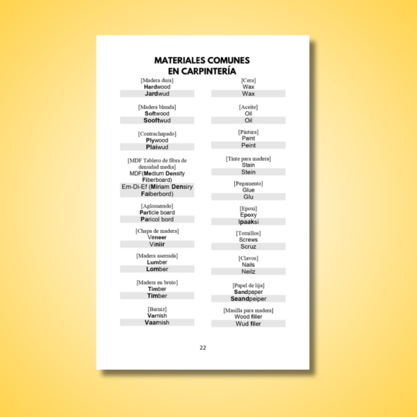 Vocabulario Carpintería - Imagen 5